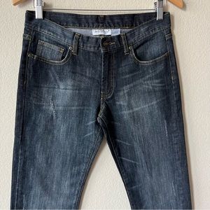 Jeanology dark grey tone wash distressed straight leg jeans